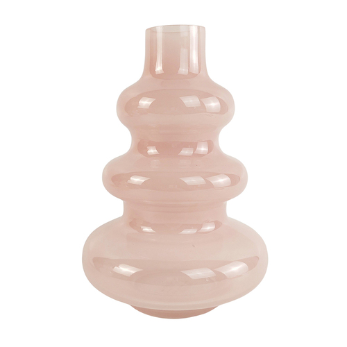 Urban Jasyln 22cm Frosted Triple Ring Glass Flower Vase - Pink