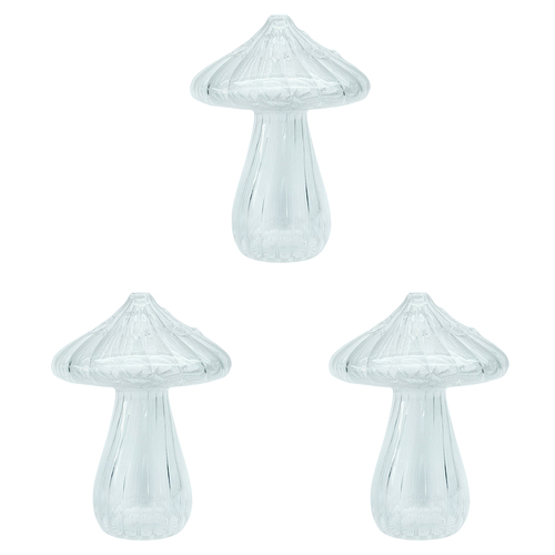 3PK Urban Toadstool Bud Vase Clear 12cm Decorative Home Decor