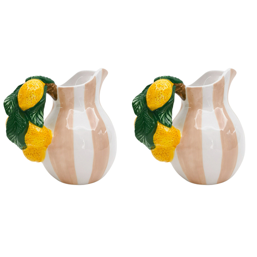 2PK Urban Tuscan Lemon Jug Pink 15cm Decorative Kitchen/Lounge Decor