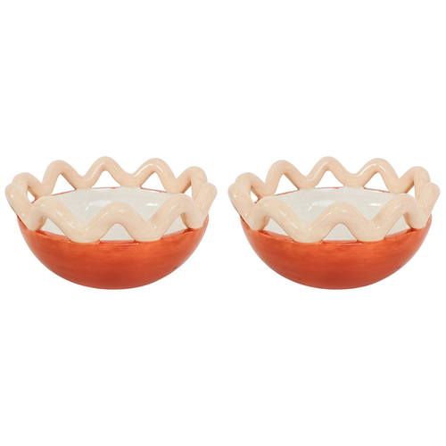 2PK Urban Products Halcyon Home Decor Wave Bowl Orange 13cm