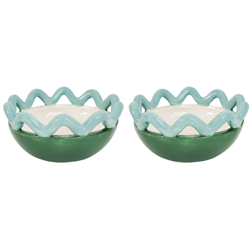 2PK Urban Products Halcyon Home Decor Wave Bowl Green 13cm