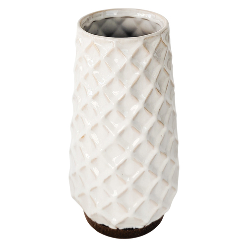 Urban Products Cross Hatch Vase Home Decor White 28cm