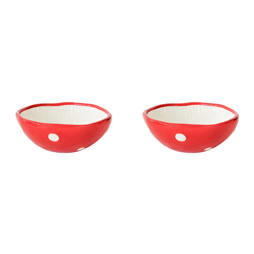 2PK Urban Products Toadstool Ceramic Kitchen Bowl Red 15cm