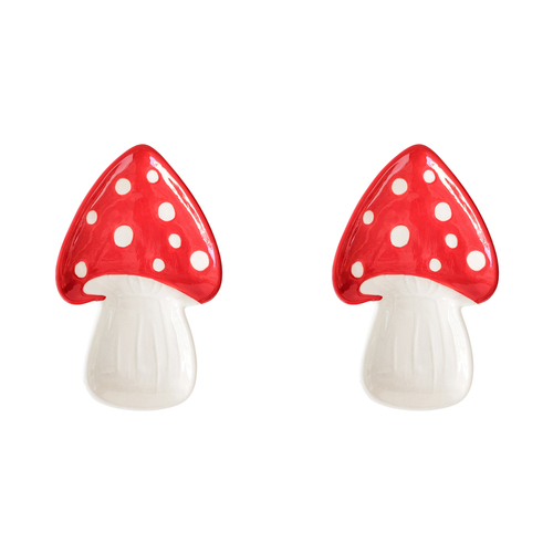 2PK Urban Products Toadstool Ceramic Plate Holder Red 18cm