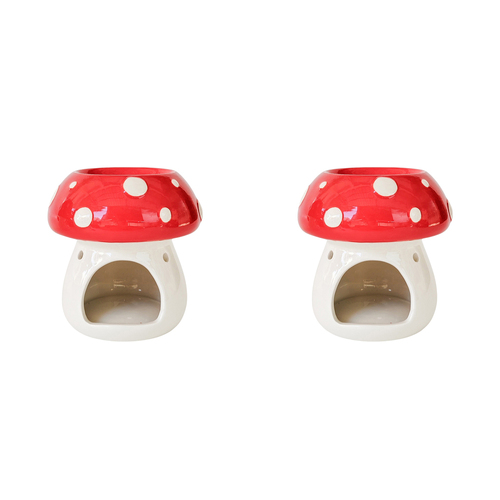 2PK Urban Products Toadstool Ceramic Oil Burner Red 11cm