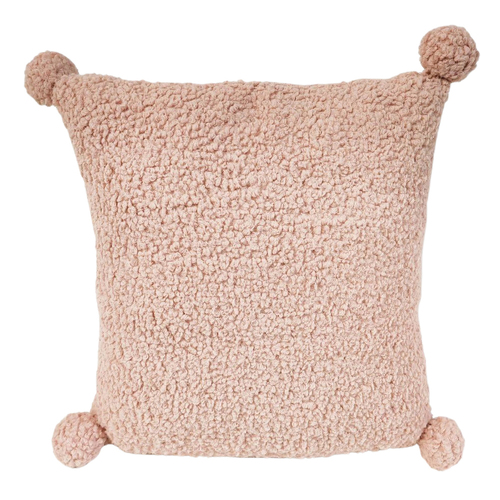 Urban Products Pom Poms Boucle Home Decor Cushion Pink 40cm