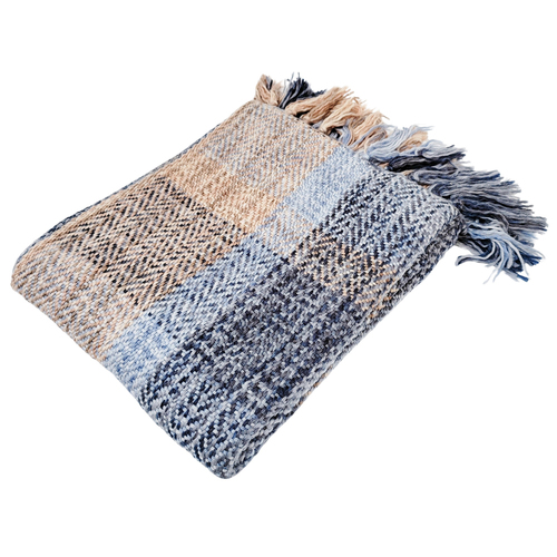 Urban Products Home Plaid Blanket Throw Blue 150x130cm