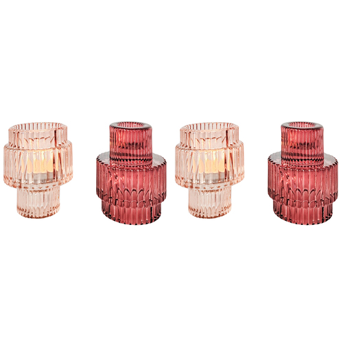 2PK Urban Products Kinkora Glass Candle Holder Pink 10cm