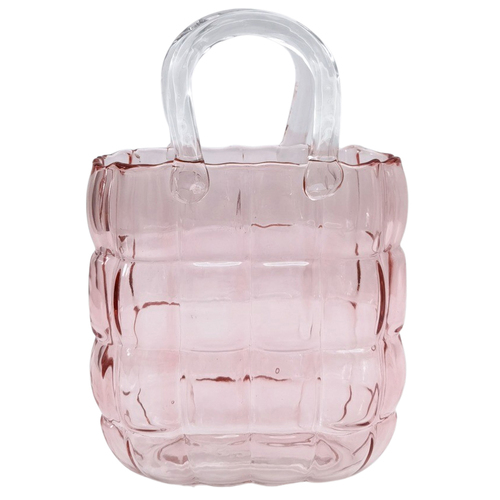 Urban Cushioned Handbag Glass Vase Pink Small 23cm Decorative Decor