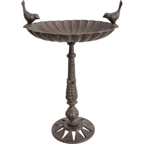 LVD Cast Iron Bird Bath Friends Home/Garden Decor 32x48cm - Brown