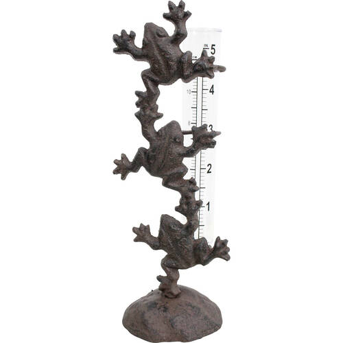 LVD Cast Iron Rain Gauge Frogs Home/Garden Decor 7x20cm  - Brown