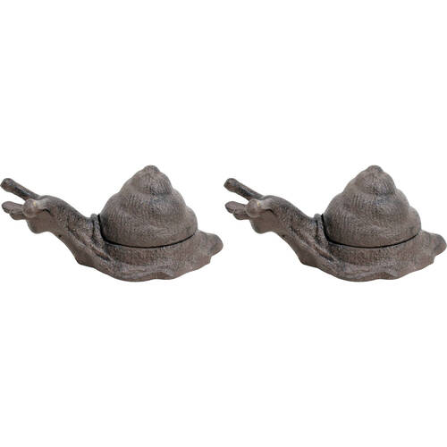 2PK LVD Cast Iron Keyhide Snail Home/Garden Decor 15x6cm