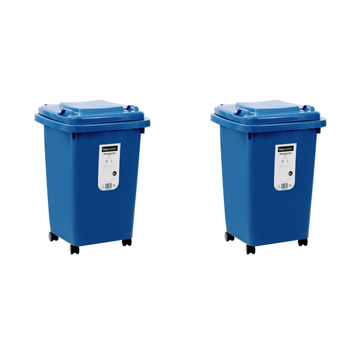 2PK Boxsweden 60L/46cm Wheelie Bin Trash Container - Assorted