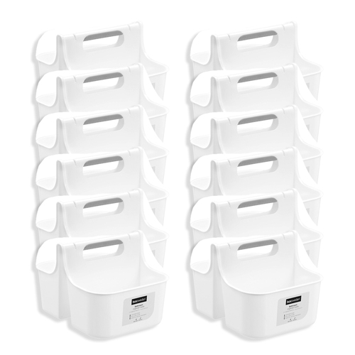 12PK Boxsweden 2-Compartment Bathroom Caddy Large 31x24.5cm - White