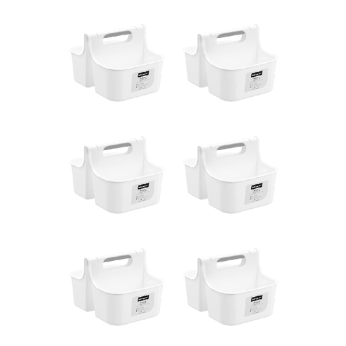 6PK Boxsweden 2-Compartment Bathroom Caddy Large 31x24.5cm - White