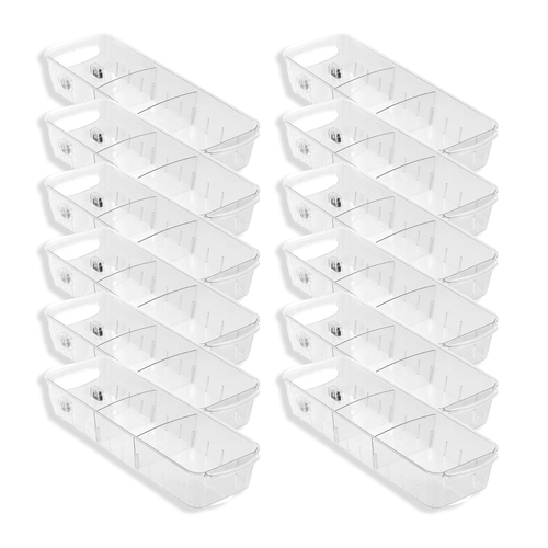 12PK Boxsweden Crystal Roll Out Tray w/ Dividers 38x12.5cm - Clear