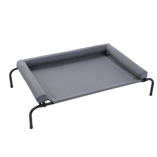 Paws & Claws 122x72cm Elevated Pet Dog Bolster Bed Grey