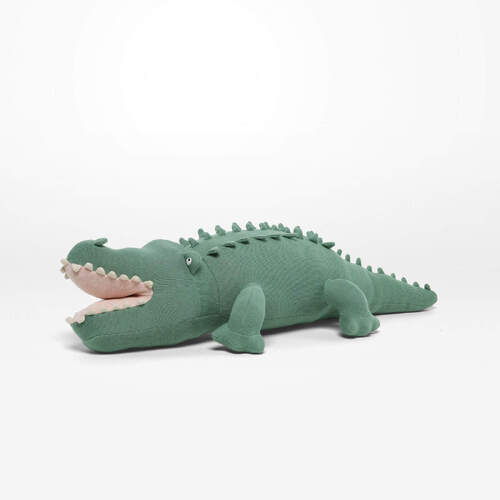 Rayell Kids Shaped Cushion Alligator Sage Green 70x30cm Home Decor