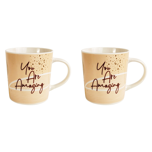 2x Urban Hailey You Are Amazing 470ml Ceramic Mug Coffee/Tea Drinkware - Pink