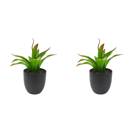 2x Urban Agave 20cm Succulent Artificial Potted Plant - Green