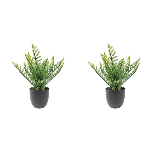 2x Urban Fern 29cm Artificial Potted Faux Plant - Green