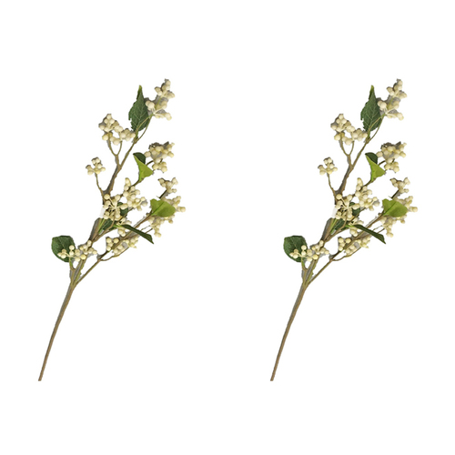 2x Urban 77cm Berry Stem Artificial Faux Flower - White