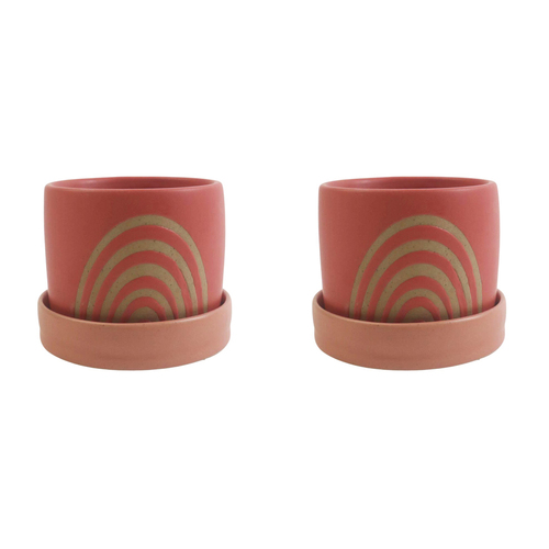 2x 2pc Urban Shae Rainbow 8.5cm Ceramic Dish & Bowl - Pink/Peach