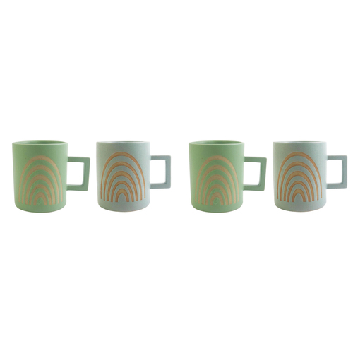 2x 2pc Urban 10cm Shae Rainbow Ceramic Mug - Green/Blue