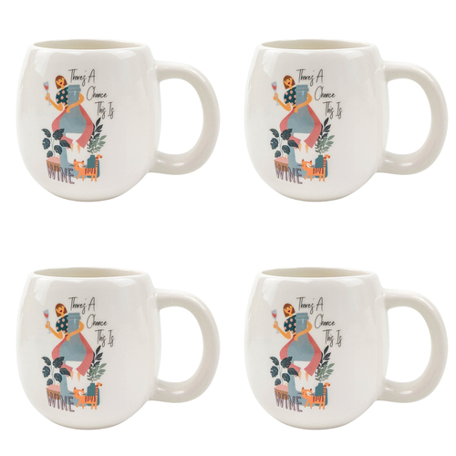 4x Urban 10cm Theres A Chance This Is Wine Ceramic Mug Coffee/Tea Cup