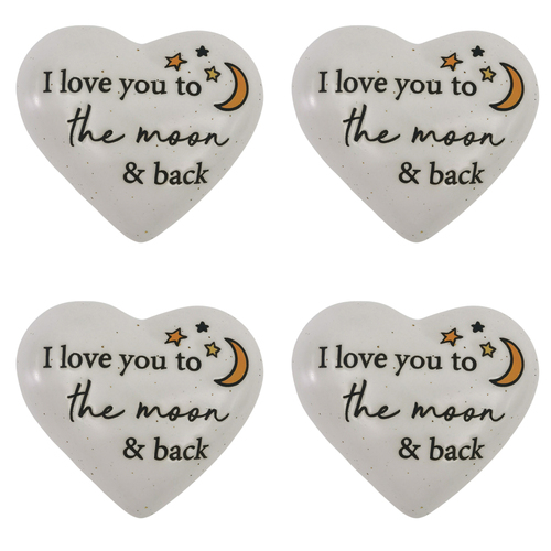 4PK Urban I love you Heart Stone White 8cm Gift Keepsake Present