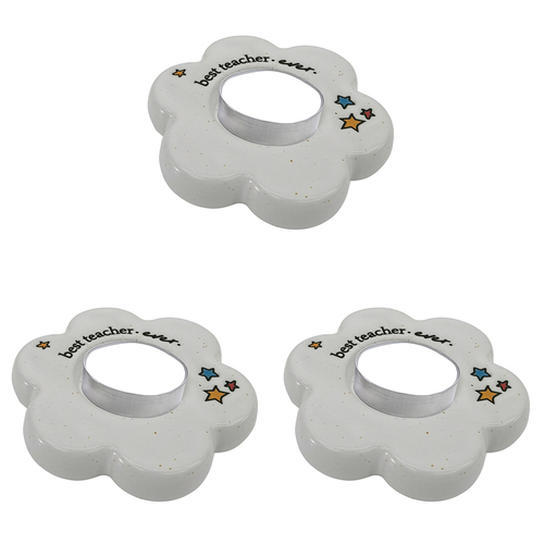 3PK Urban Best Teacher Ever Daisy Tealight Holder Gift Keepsake Present