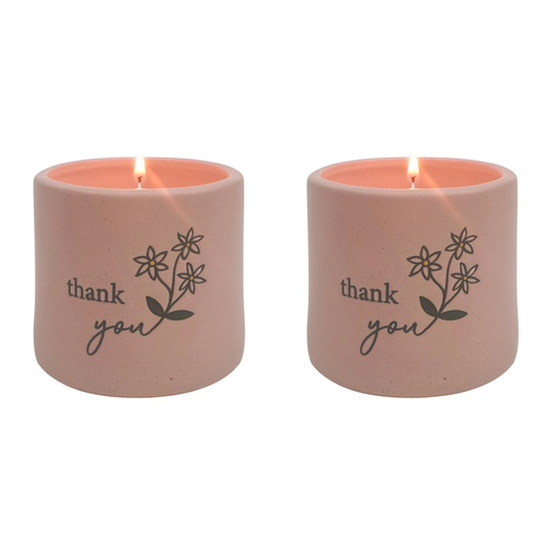 2PK Urban Thank you Candle Pink 7cm Gift Keepsake Present