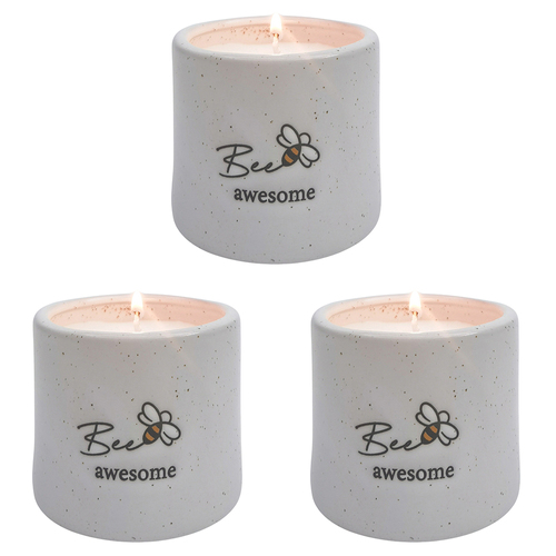 3PK Urban Bee Awesome Candle White 7cm Gift Keepsake Present