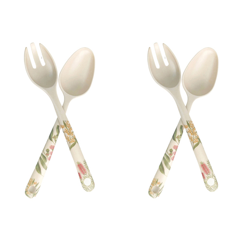 2x 2pc Urban FB Aus Animals 25cm Spoon/Fork Salad Servers - Grey/Green