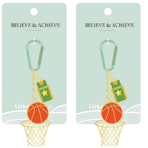 2PK Urban Products Basketball w/ Carabiner Keyring Accessory Green/Gold 12cm