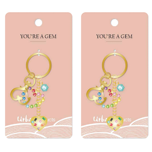 2PK Urban Products Gem Keyring/Keychain Accessory Colourful 12cm