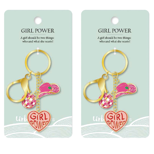 2PK Urban Products Girl Power Keyring/Keychain Accessory Pink 12cm