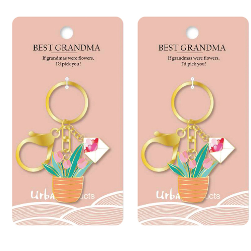 2PK Urban Products Best Grandma Keyring Accessory Green/Pink 12cm