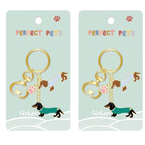 2PK Urban Products Sausage Dogs Keyring/Keychain Accessory Colourful 12cm