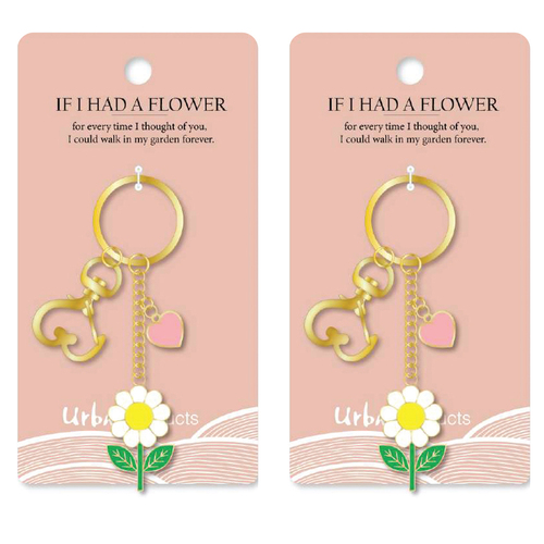 2PK Urban Products If I Had A Flower Keyring Accessory Yellow/White 12cm