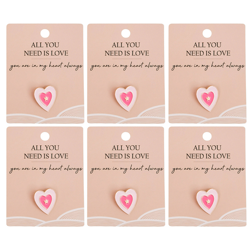 6PK Urban Heart Memento Pin Pink 2cm Display Decorative Keepsake