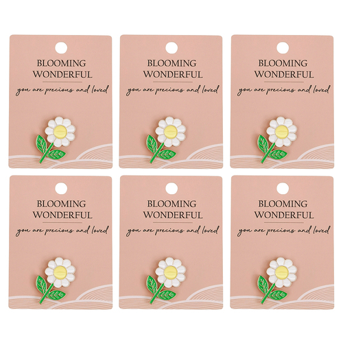 6PK Urban Daisy Flower Memento Pin White 2cm Display Decorative Keepsake