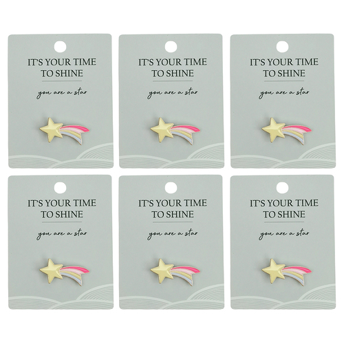 6PK Urban Shooting Star Memento Pin Yellow 2cm Display Decorative Keepsake