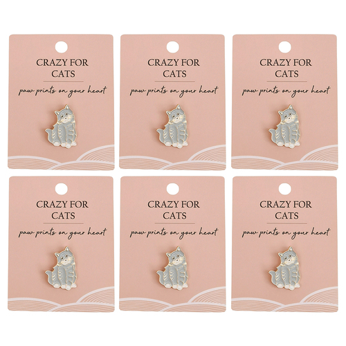 6PK Urban Cat Memento Pin Grey 2cm Display Decorative Keepsake