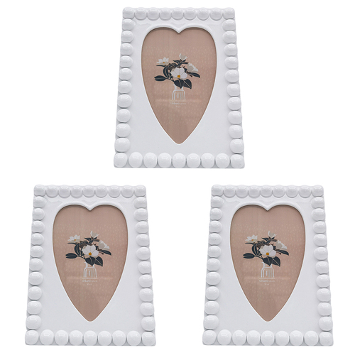 3PK Urban Lotti Heart Frame White 4x6 Inch Decorative Decor Display