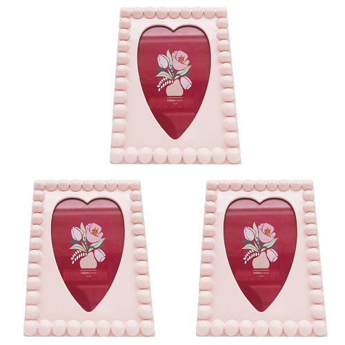 3PK Urban Lotti Heart Frame Pink 4x6 Inch Decorative Decor Display