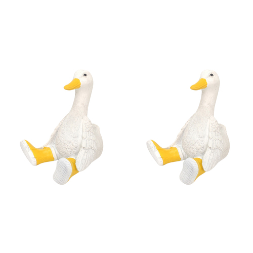 2PK Urban Sitting Duck in Boots Ornament Yellow 13cm Decorative Decor