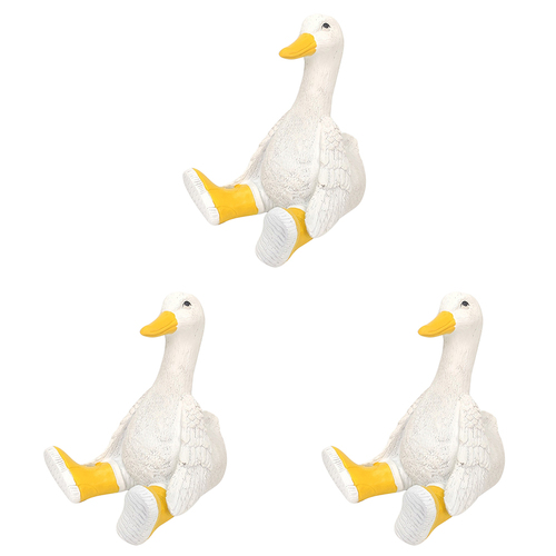 3PK Urban Sitting Duck in Boots Ornament Yellow 13cm Decorative Decor