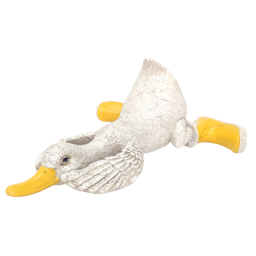 Urban Laying Duck in Boots Ornament Yellow 9cm Decorative Decor