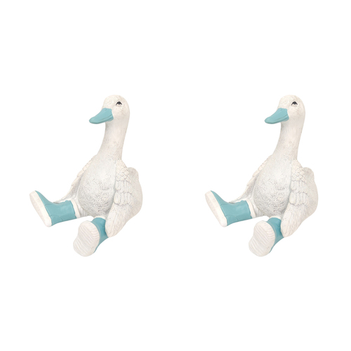 2PK Urban Sitting Duck in Boots Ornament Blue 13cm Decorative Decor